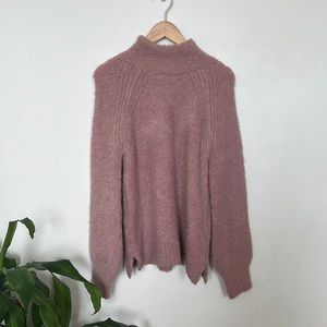 Gap Pink fuzzy mock neck sweater